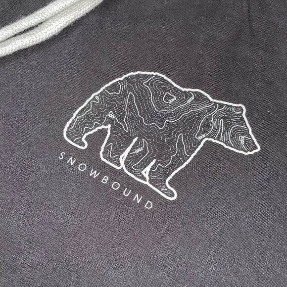 SnowBound brand pull over hoodie black bear logo drawstring hood SZ M - Picture 3 of 9